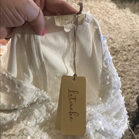 NWT ANTHROPOLOGIE Forever That Girl all sequin bridal rouched mini dress S - Picture 2 of 10